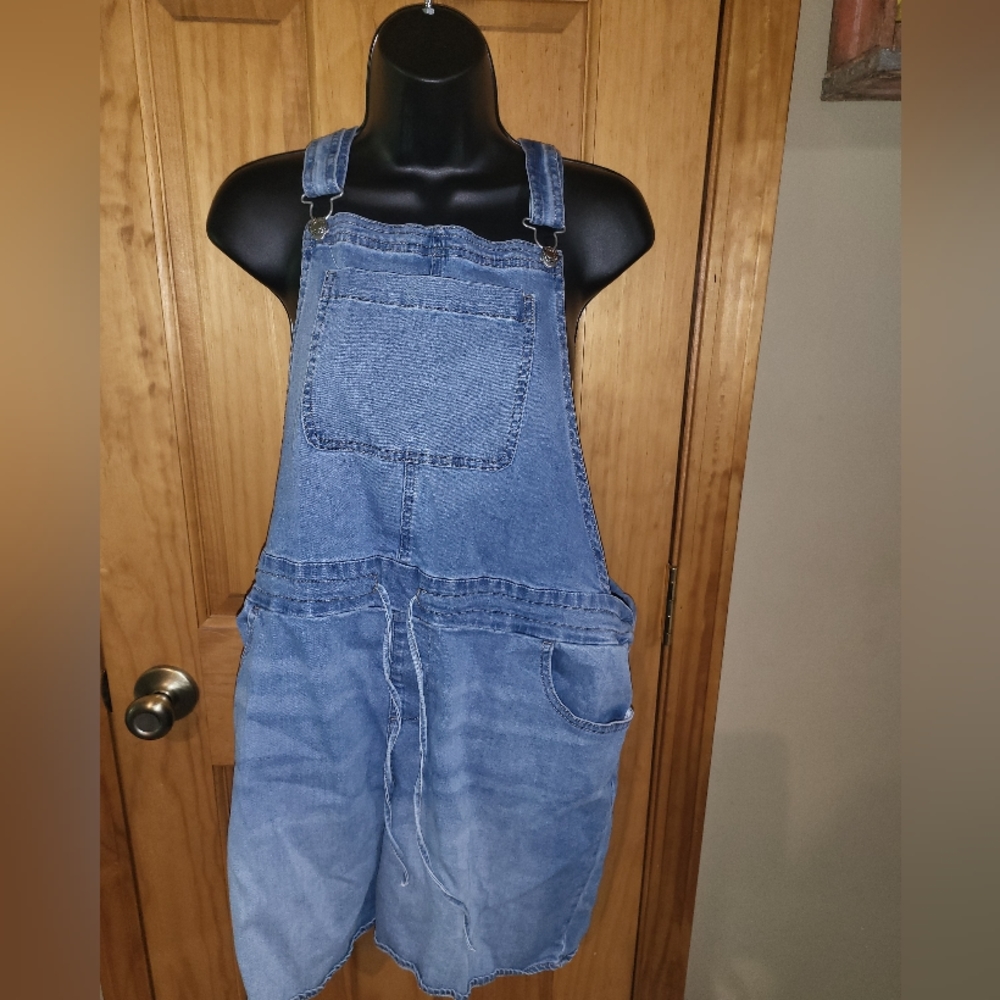 Maurices Blue Denim Shorts Overalls